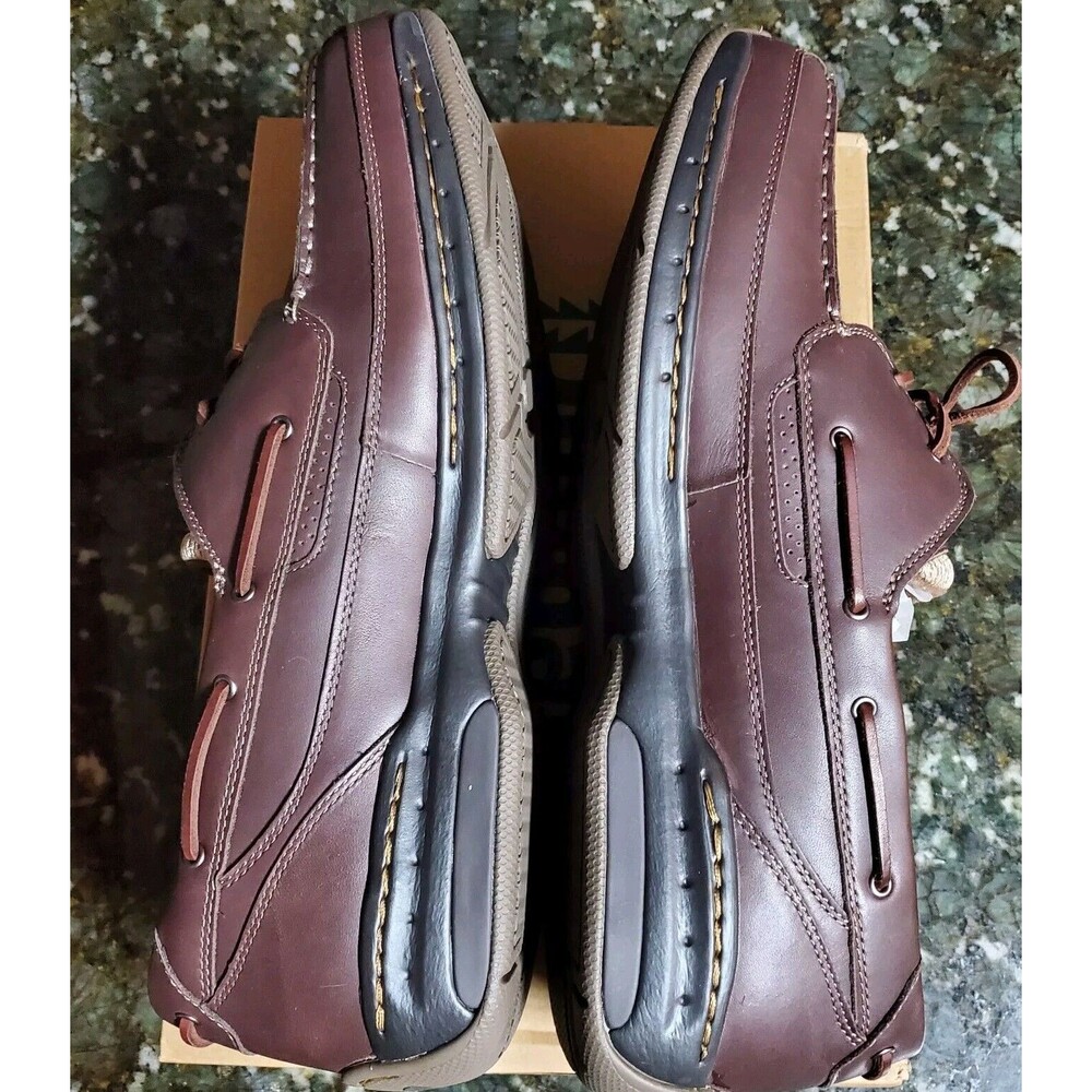 New Dunham Men's Shoreline Leather Loafers Size 15 4E Dark Brown NIB Boat Shoes - Picture 7 of 16